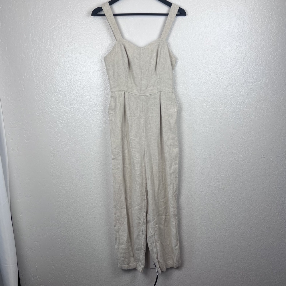 Old Navy Jumpsuit Womens XS Beige Linen Blend Euro Summer‎ Coastal Beach Resort